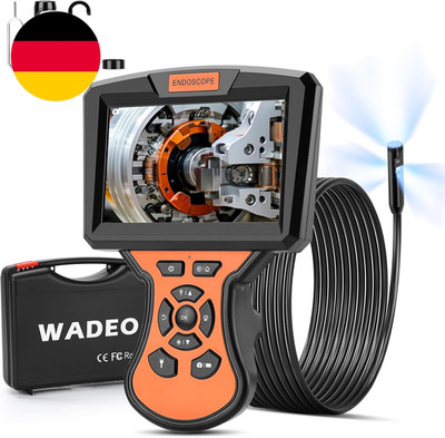 WADEO Endoskopkamera 10 M Mit Licht, 5-Zoll-Ips-Display DREI Linsen Endoskop, Wa