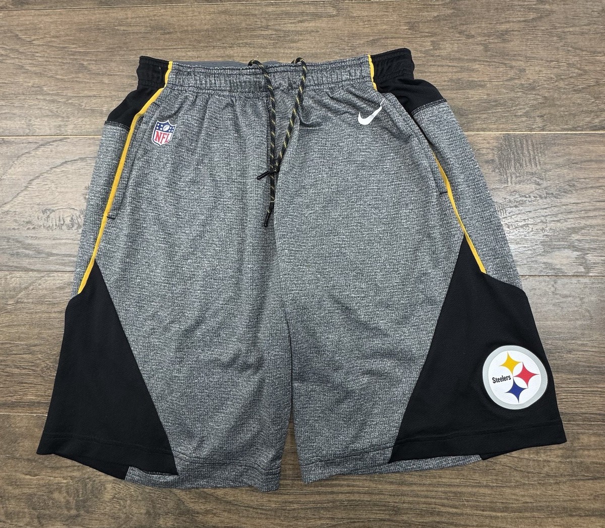 Nike Pittsburgh Steelers Shorts Mens Large Gray NFL OnField
