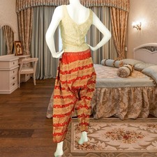 Vintage Gold Embroidered Bohemian Boho Yoga Harem Gypsy Pants 28