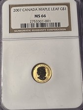 2007 Canada Gold Maple Leaf - 1/20 oz NGC MS 66 - $1 - .9999 Fine