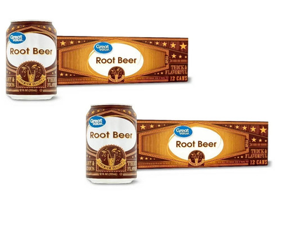 #ad Great Value Root Beer Soda Pop 12 fl oz 12 Pack Cans Pack of 2 $6.98