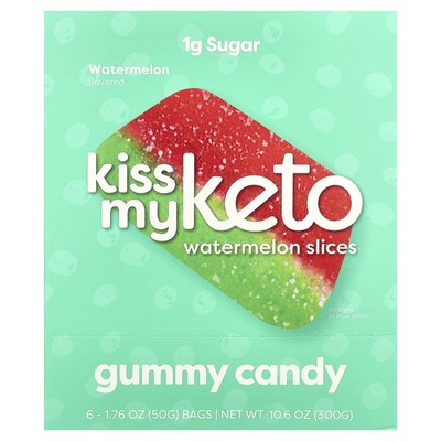Gummy Candy, Watermelon Slices, 6 Bags, 1.76 oz (50 g) Each
