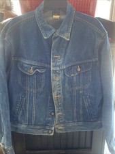 Vintage Lee Riders PATD-153438 Denim Trucker Jean Jacket Size 48R Worn