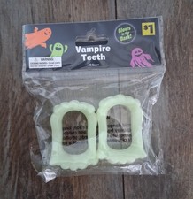 Halloween Teeth Fangs 10 Count Vampire Dracula White Glows In The Dark Fun, New