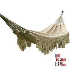 Handmade Cotton Woven Balcony Hammock Hanging Rope Chair Porch Swing with 