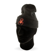 Spider-Man Black Knit Beanie with Red Spider Logo Hero Winter Cap Adult