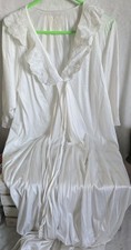 VTG Shadow line Long white bridal night robe lingerie New Old Stock Sz Sm 1982