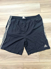 Vintage 90s Adidas Equipment Nylon Track Shorts Black Gray 3 Stripe Men's Size L