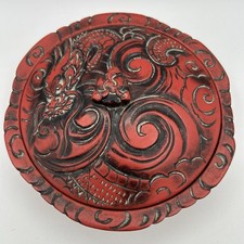 红色木制日本古董盘子| eBay