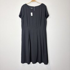 Talbots Women's Fit and Flare Pleated Skirt Dress Black 16 Casual Minimalist NWT