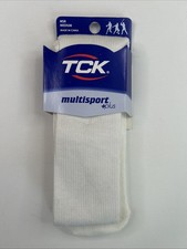 TCK Tube Socks Medium White Size 6-9 Shoe NOS USA Made Acrylic Multi Sport.