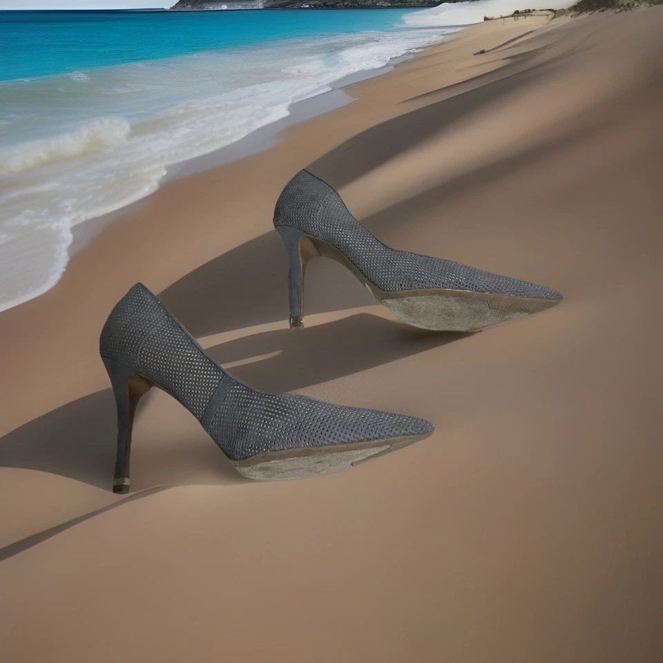 Guess 12M Gray Pumps Heels Pointed Toe Stiletto Career Date Night Jeans Look Fun - Image 4 of 4