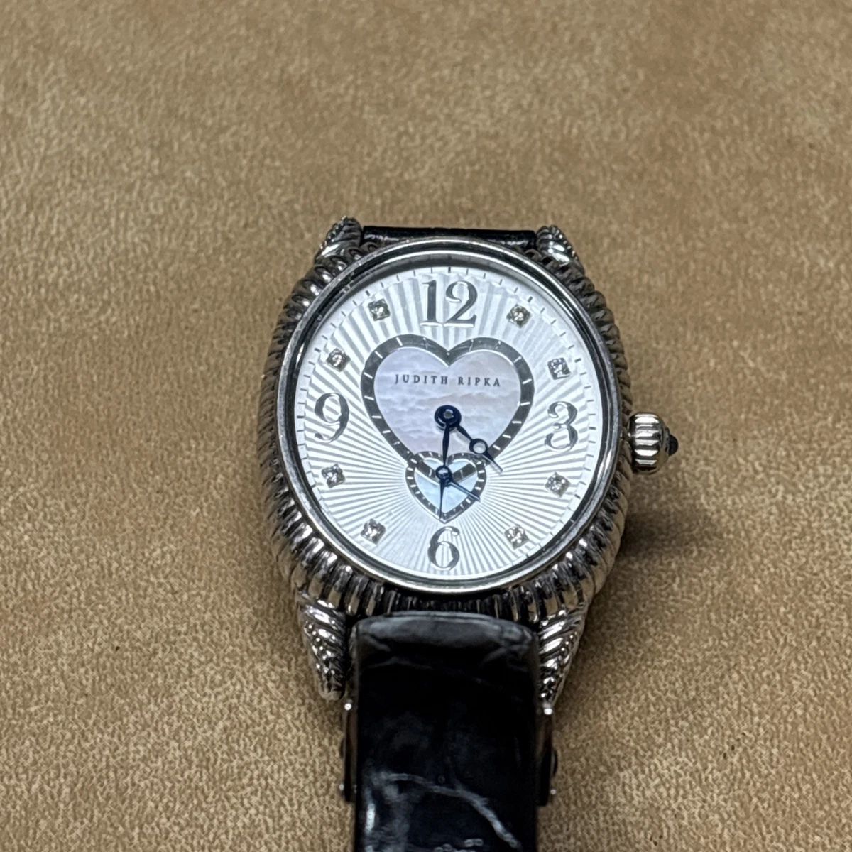 Judith Ripka Rainbow Diamonique CZ Watch With Cowhide Band New Judith Ripka Stainless Steel Diamonique Multi-Function Watch  main image 3