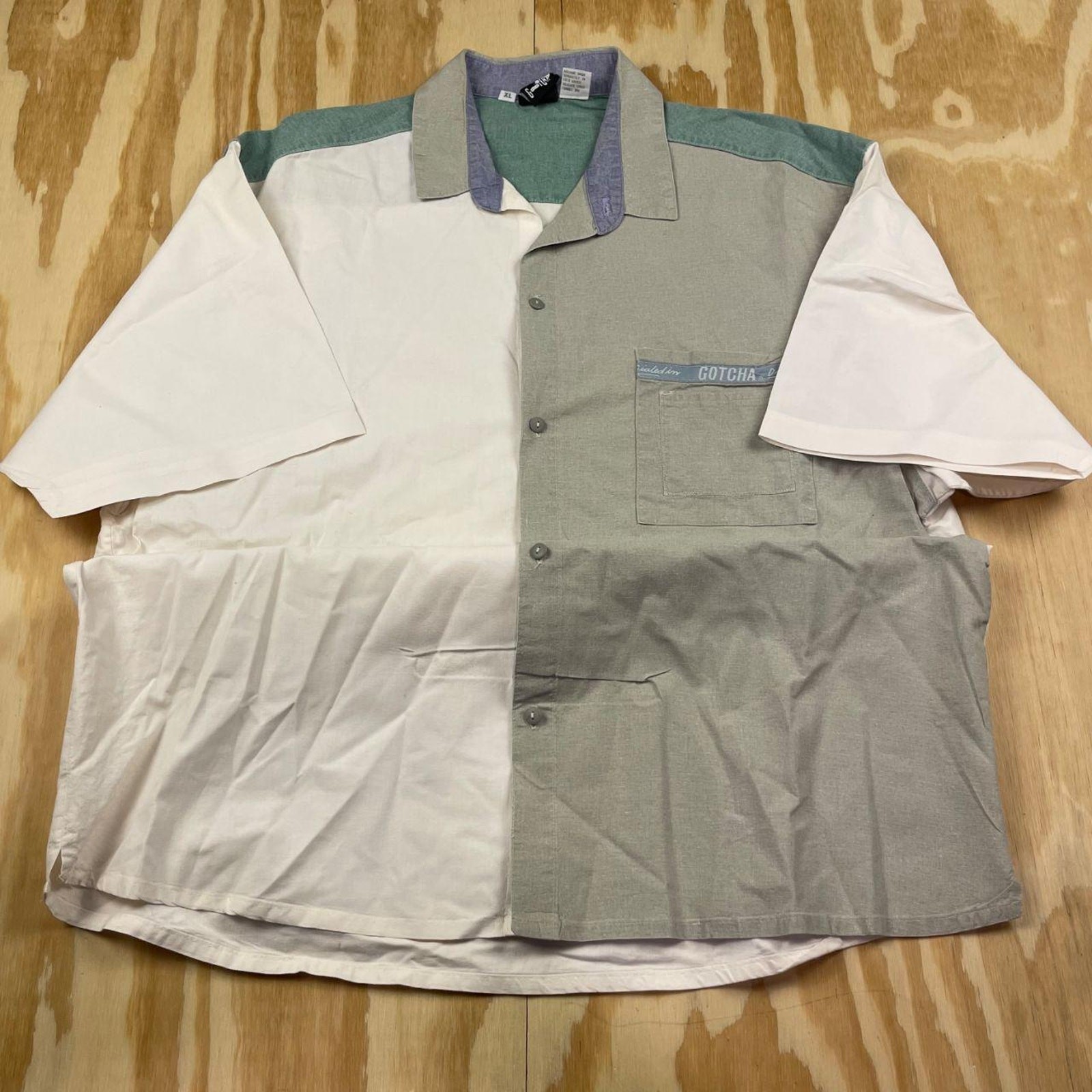 Vintage 90s Gotcha Patchwork Button-Down Shirt – … - image 1