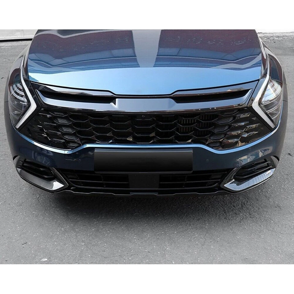 For Kia Sportage 2023-25 Carbon Fiber Front Bumper Grille Trim Fog Light Cover Foto 2 de 4