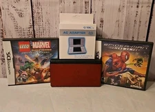 Nintendo DS Lite Bundle w/2 Games & Charger USG-001 Red 2006