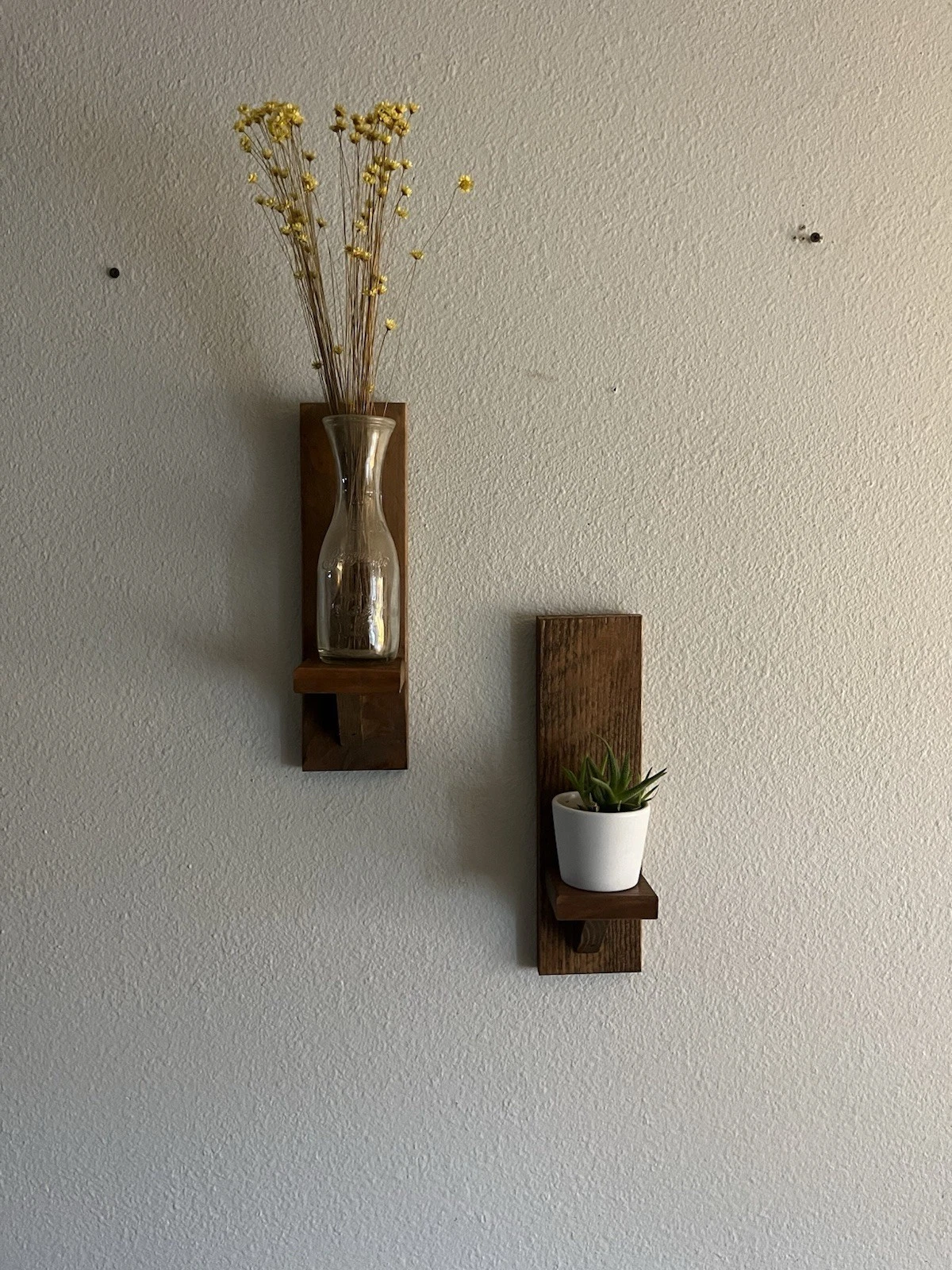 Rustic Wood Hanging Wall Shelf Candle Plant Holder Decor Entry Bathroom Kitchen