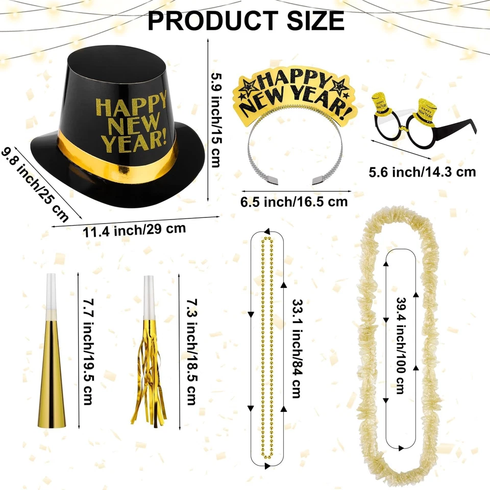 132 Piezas 2026 Suministros de Fiesta de Nochevieja Incluye Gafas Sombreros Top Headba... Foto 3 de 4
