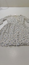 Justice Girls Ivory, Blue Floral Long Sleeve Peasant Dress 100 Viscose Size 10