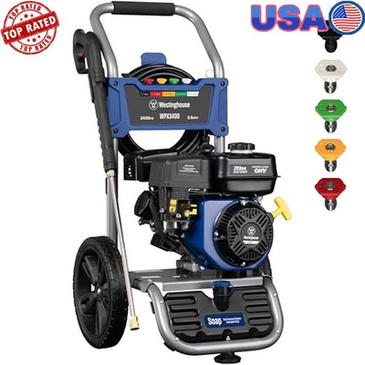 #ad Gas Pressure Washer 3400 PSI 2.6 GPM Onboard Soap Tank 5 Nozzles 25ft Hose New $442.79