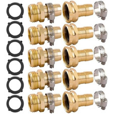 5 Set Garden Hose Repair Connector Kit With Clamps Fit For 34 Or 58 Garde.