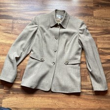 John Meyer Of Norwich Size 12 Tailored Tan Subtle Striping Blazer