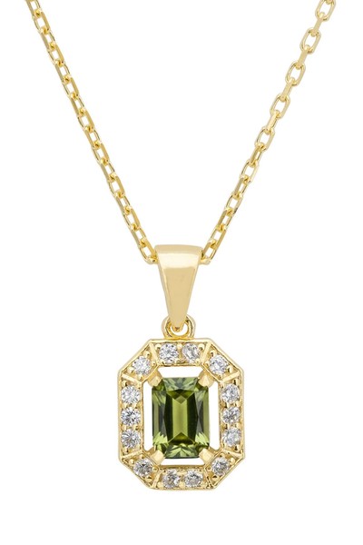 Latelita Peridot Edelstein AnhäNger Kette GrüN Gold 925 Sterling Silber-image