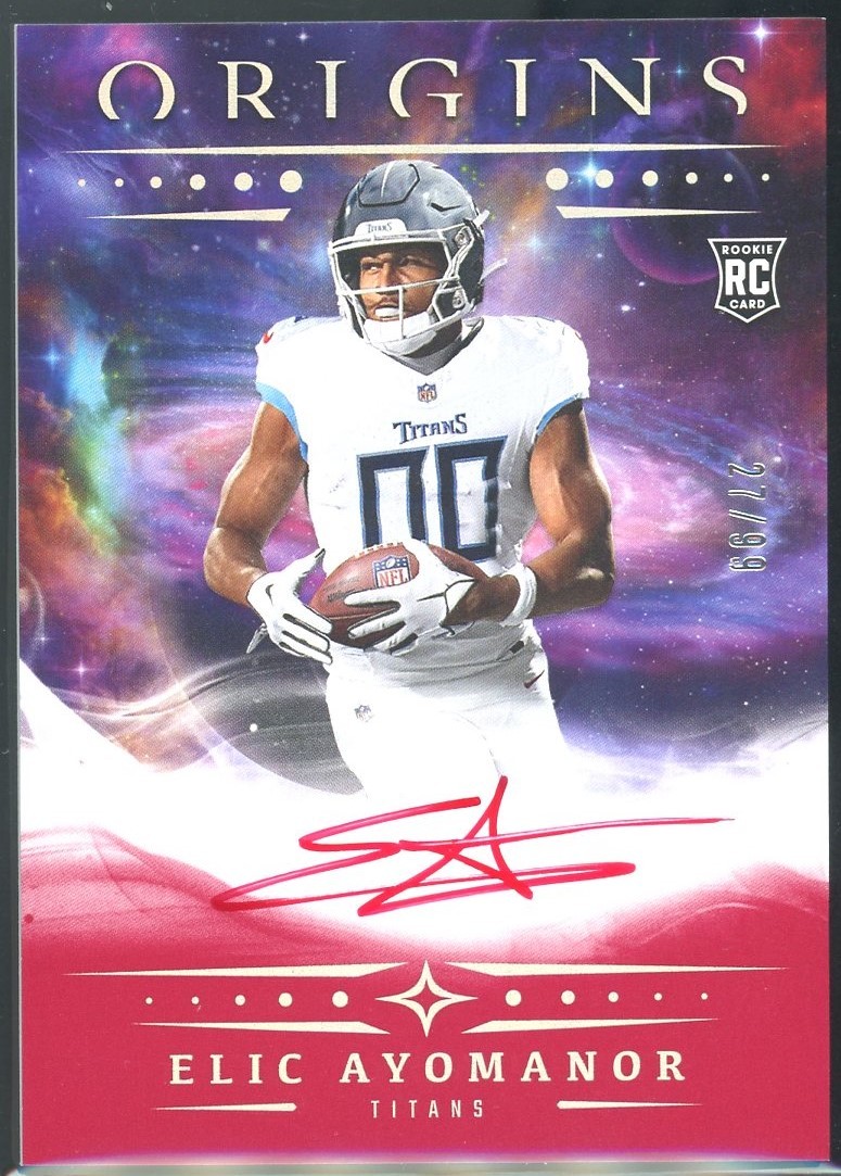Elic Ayomanor 2025 Panini Origins #RA-EAY Rookie Autographs Red #/99 Titans