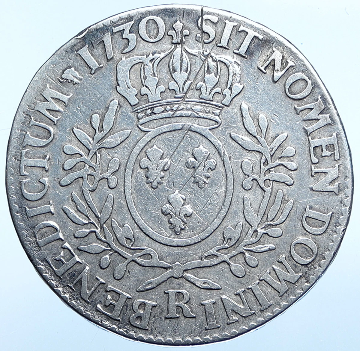 1730 R FRANCE King LOUIS XV French Antique Silver 1 Ecu 120 Sols Coin i114949