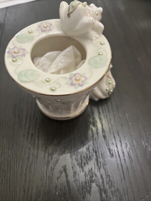 Petals & Pearls GREEN BULLFROG Vase Planter Emerald Eye