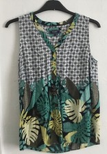 Ladies Size 12 Green Floral Mix Sleeveless Blouse/Top Maine At Debenhams