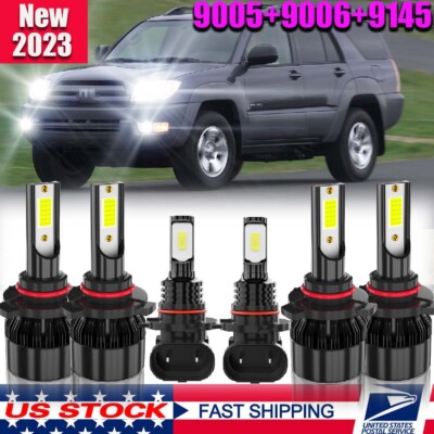 For Toyota 4Runner 2003 2004 2005 -6x LED Headlight Hi/Lo Beam+ Fog Lights Bulbs