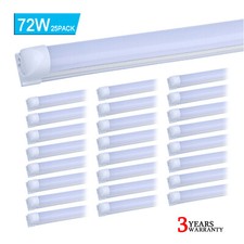 25Pcs T8 8FT Integrated Led Tube Light Bulbs 72W 8' Led Shop Light Fixture 6000K