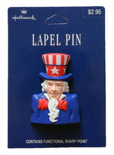 Hallmark PIN Patriotic Vintage UNCLE SAM July 4 CELEBRATE AMERICA '92 Brooch NEW