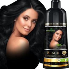 Herbishh Hair Color Shampoo Black 3-in-1 Gray Coverage Ammonia-Free 500ml