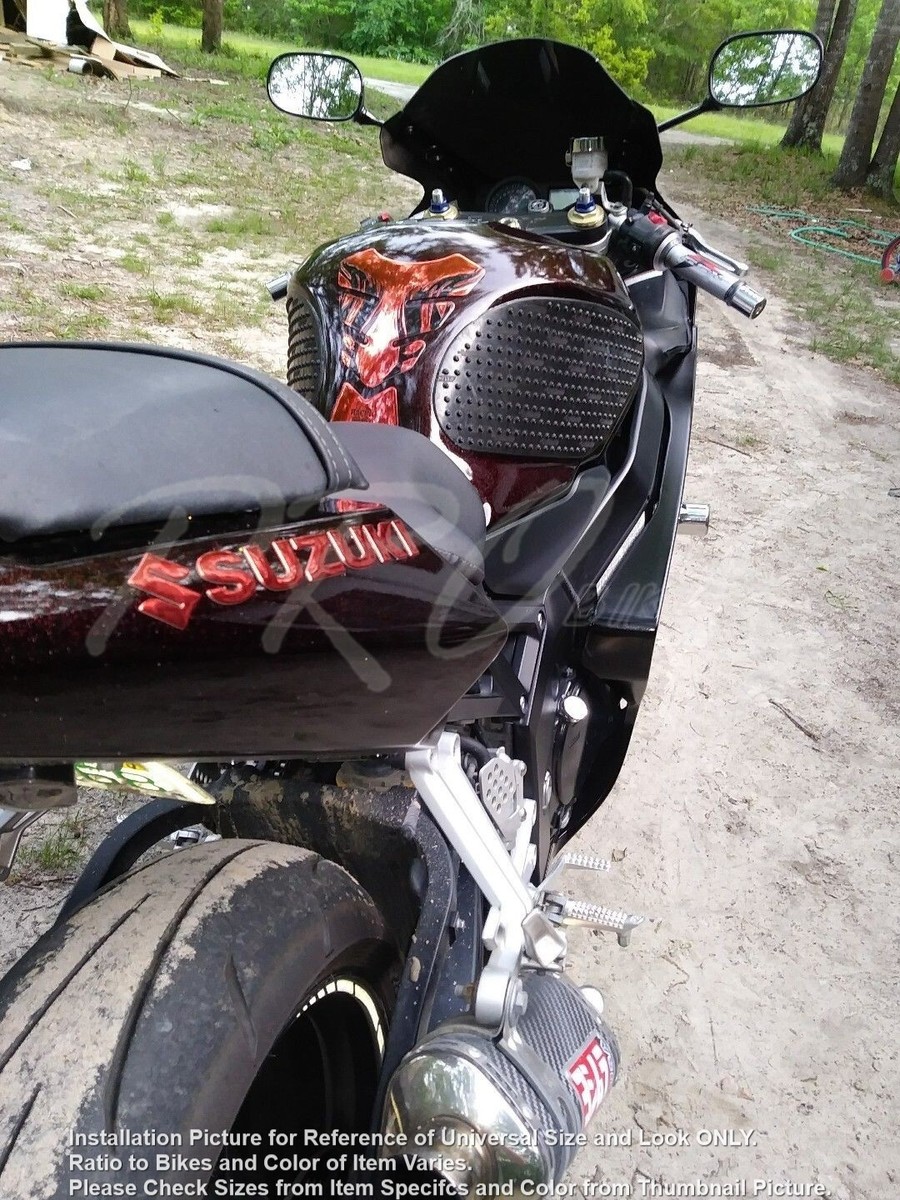 6.25 Black 3D GSXR Logo Emblem + 2 Chrome S Fairing/Fender Badge Stickers Set