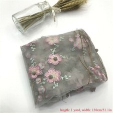 1 Yard Embroidery Floral Mesh Fabric Costume Wedding Dress Curtain DIY Craft