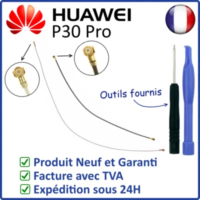 SET DES 2 CABLES NOIR BLANC ANTENNES COAXIAUX WIFI RÉSEAU GSM DU HUAWEI P30 PRO