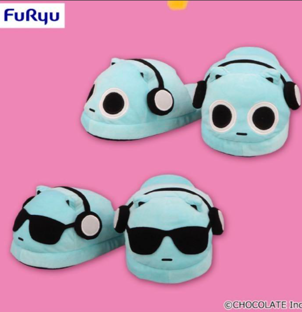 SAOLA BLUE HAMHAM Peluche bambola pantofole Nomal & Occhiali da sole viso set Furyu