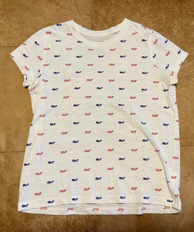 Vineyard Vines girls 10/12 USA RED WHITE BLUE Whales 100% Cotton