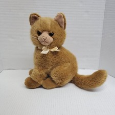 Creations by Dakin Cat Kitten Brown 10" Plush Stuffed Animal Bow Soft Vintage