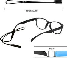 6 pack Black Glasses Strap Sunglass Eyeglass Lanyard Holder Flex Silicone Adjust