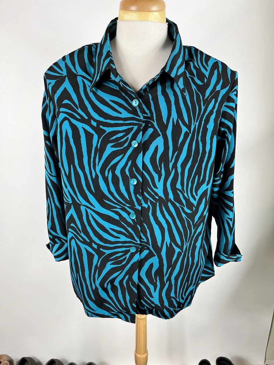 Susan Craver Woman's Size 1X Long Sleeve Button Up Top-3538