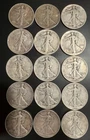 15 Silver Walking Liberty Half Dollars All  90% Silver Coins    Great For Melt!