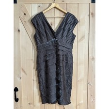Adrianna Papell | Silver Shimmery Shutter Pleat Short Cocktail Dress | Size 14