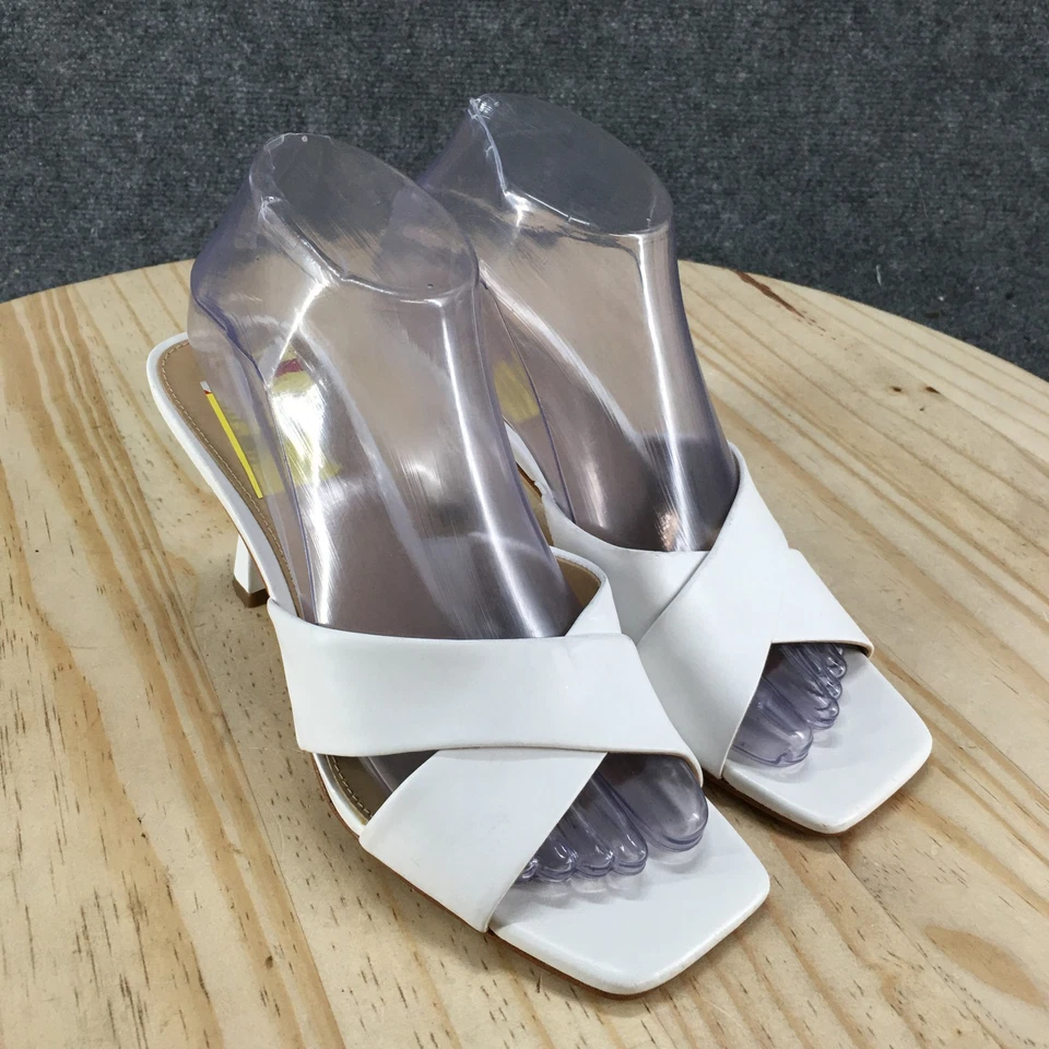 NEW Michael Kors Sandals Womens 7M Clara Slip On Cross Strap Slide White Leather - Image 3 of 4