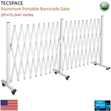 Ginkman 201×15.3×41 inches Aluminum Portable White Barricade Gate with Casters
