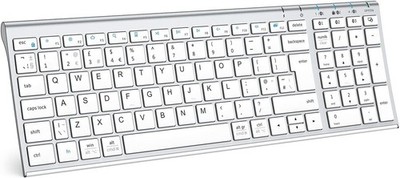iClever Bluetooth-Tastatur UK Layout Wiederaufladbares Multi-Gerät Slim MacOS 10.15+