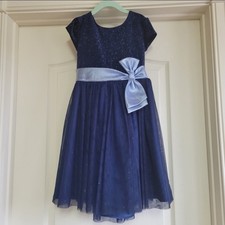 Elegant Navy Blue Kids Dress with Bow
