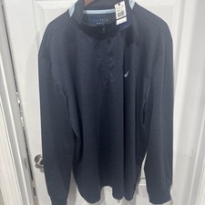Nautica Navtech Mens Blue 1/4 Zip 2xl Knitted Long Sleeve Sweater Blue NWT